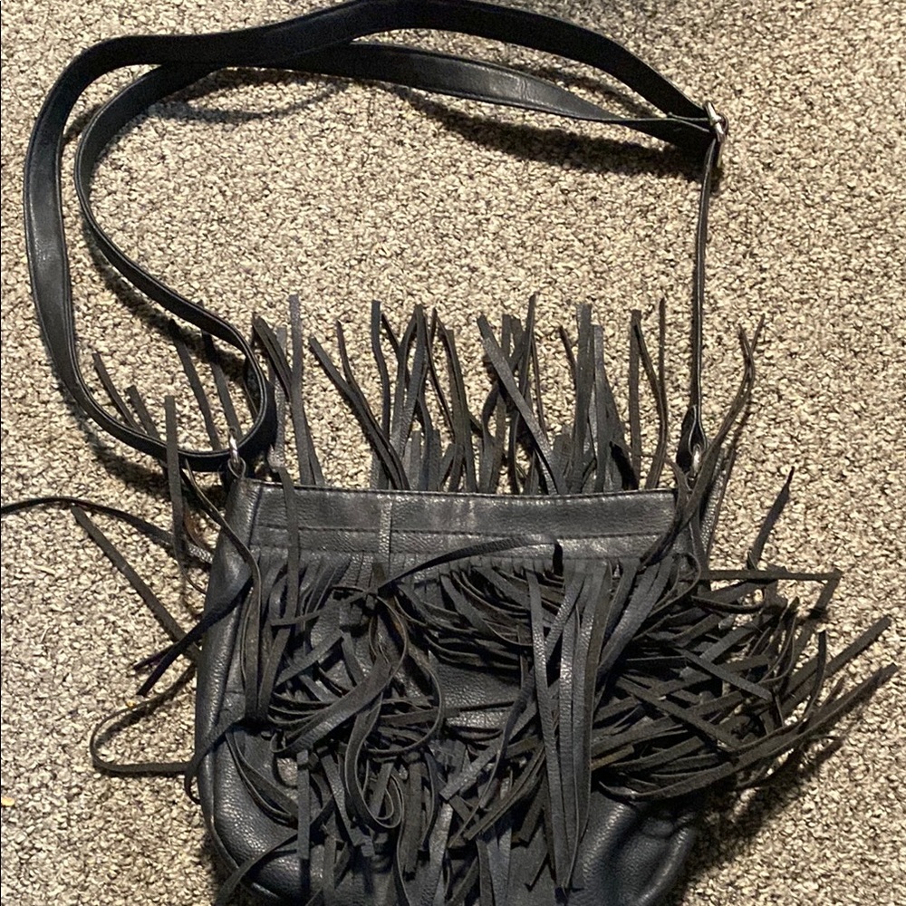Black Fringe Shoulder Bag